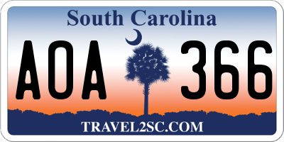 SC license plate AOA366