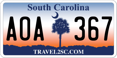 SC license plate AOA367