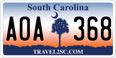 SC license plate AOA368