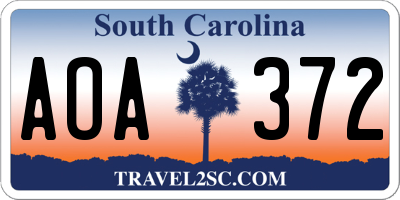 SC license plate AOA372