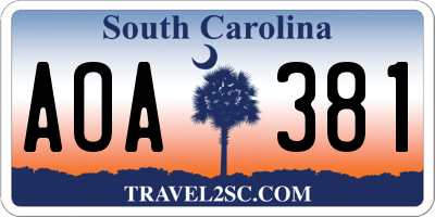 SC license plate AOA381