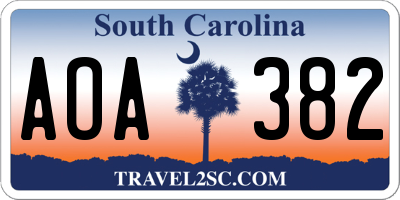 SC license plate AOA382