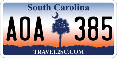 SC license plate AOA385