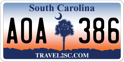SC license plate AOA386