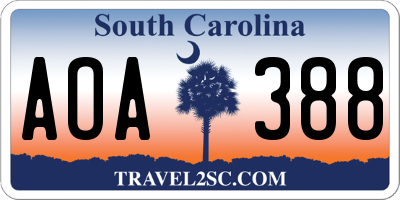 SC license plate AOA388