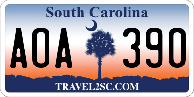 SC license plate AOA390
