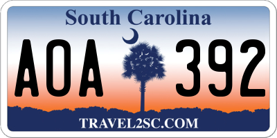SC license plate AOA392