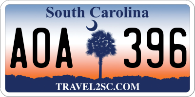 SC license plate AOA396