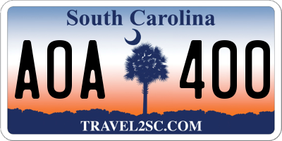 SC license plate AOA400