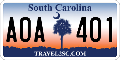 SC license plate AOA401