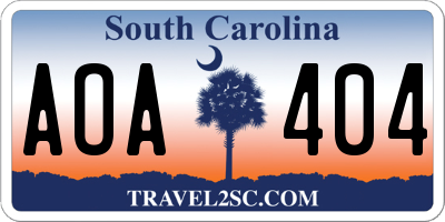 SC license plate AOA404