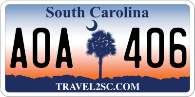 SC license plate AOA406