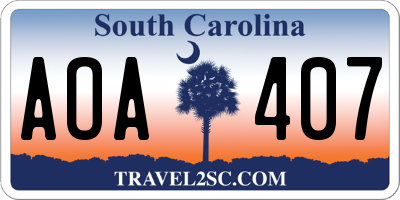 SC license plate AOA407