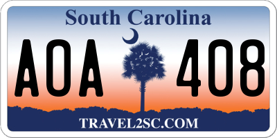 SC license plate AOA408