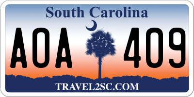 SC license plate AOA409