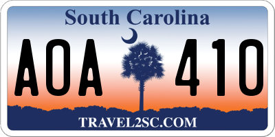 SC license plate AOA410