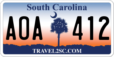 SC license plate AOA412