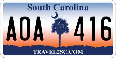 SC license plate AOA416