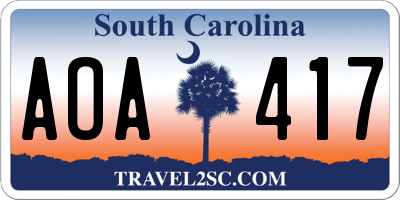 SC license plate AOA417