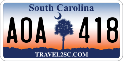 SC license plate AOA418