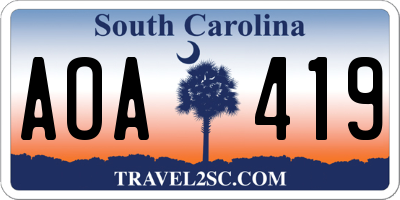 SC license plate AOA419