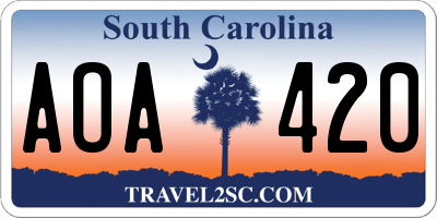 SC license plate AOA420