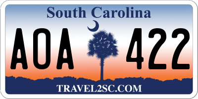 SC license plate AOA422