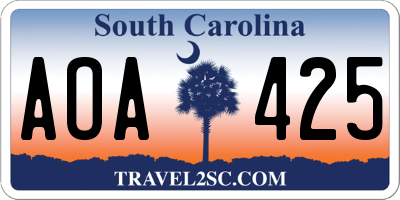 SC license plate AOA425