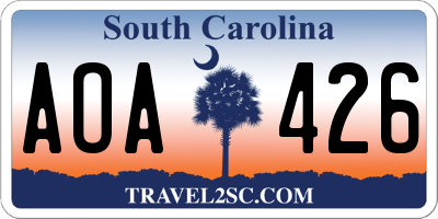 SC license plate AOA426