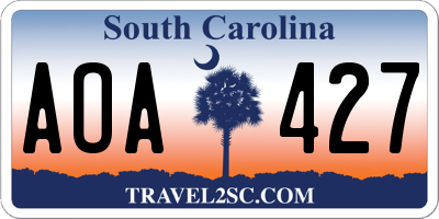 SC license plate AOA427