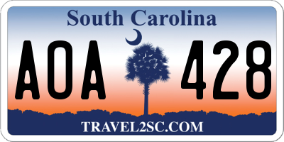 SC license plate AOA428