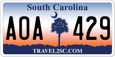 SC license plate AOA429