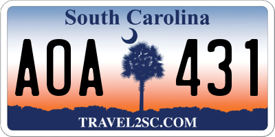 SC license plate AOA431