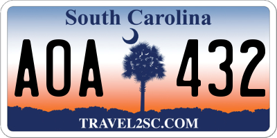 SC license plate AOA432