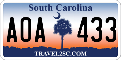 SC license plate AOA433