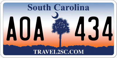 SC license plate AOA434