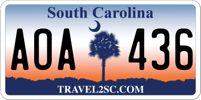 SC license plate AOA436