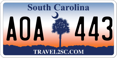 SC license plate AOA443