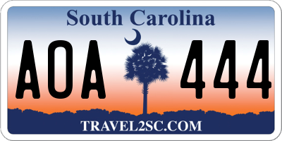 SC license plate AOA444