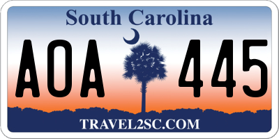 SC license plate AOA445