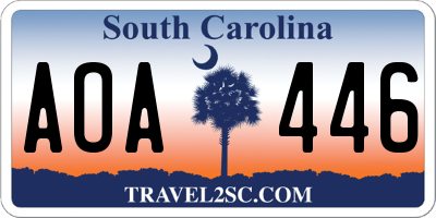 SC license plate AOA446