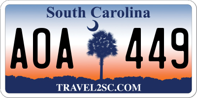 SC license plate AOA449