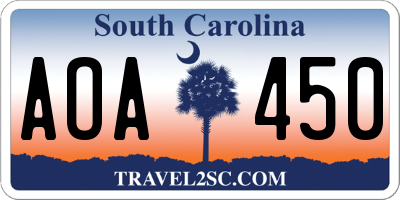 SC license plate AOA450