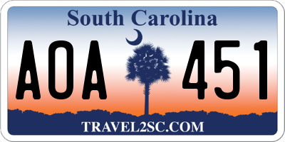SC license plate AOA451