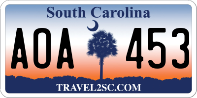 SC license plate AOA453