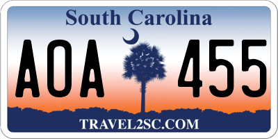 SC license plate AOA455