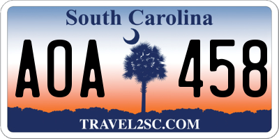 SC license plate AOA458