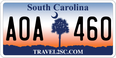SC license plate AOA460