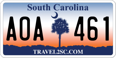 SC license plate AOA461
