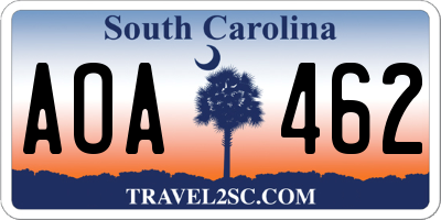 SC license plate AOA462
